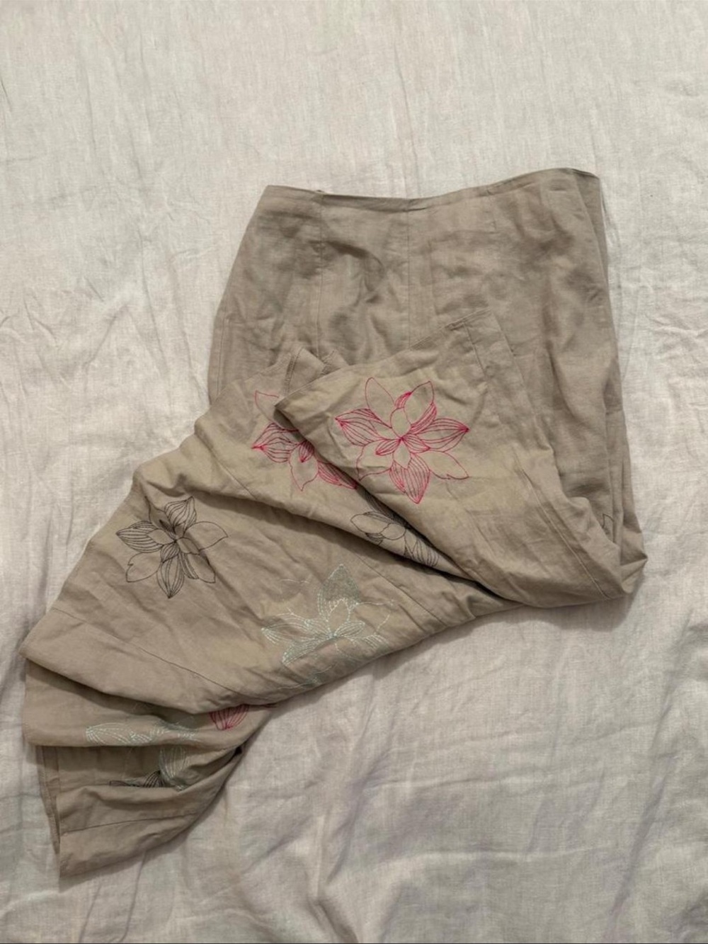 Marks & Spencer beige embroidered skirt
